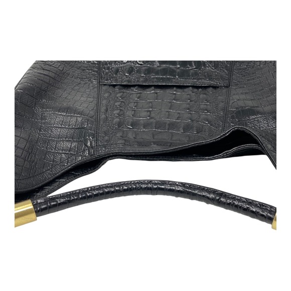 (Set of 3) Brahmin Black Faux Croc Embossed Leather Shoulder Bag Wallet Billfold - Picture 8 of 16